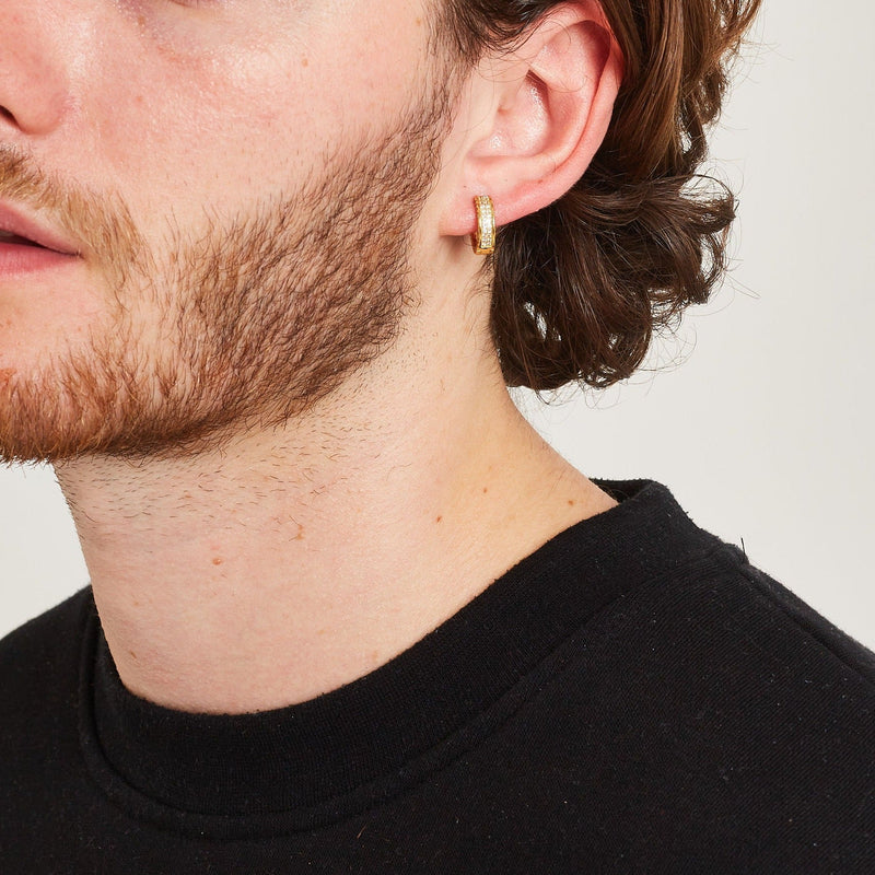 ICED DOUBLE ICED HOOP EARRINGS [18K GOLD]