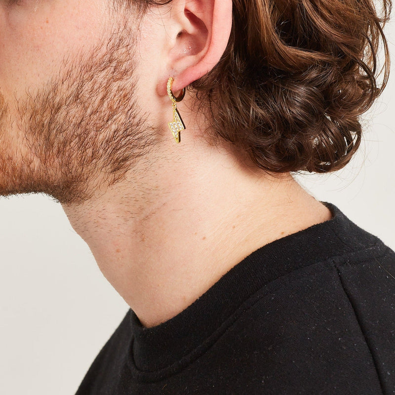 ICED LIGHTNING BOLT EARRINGS [18K GOLD]