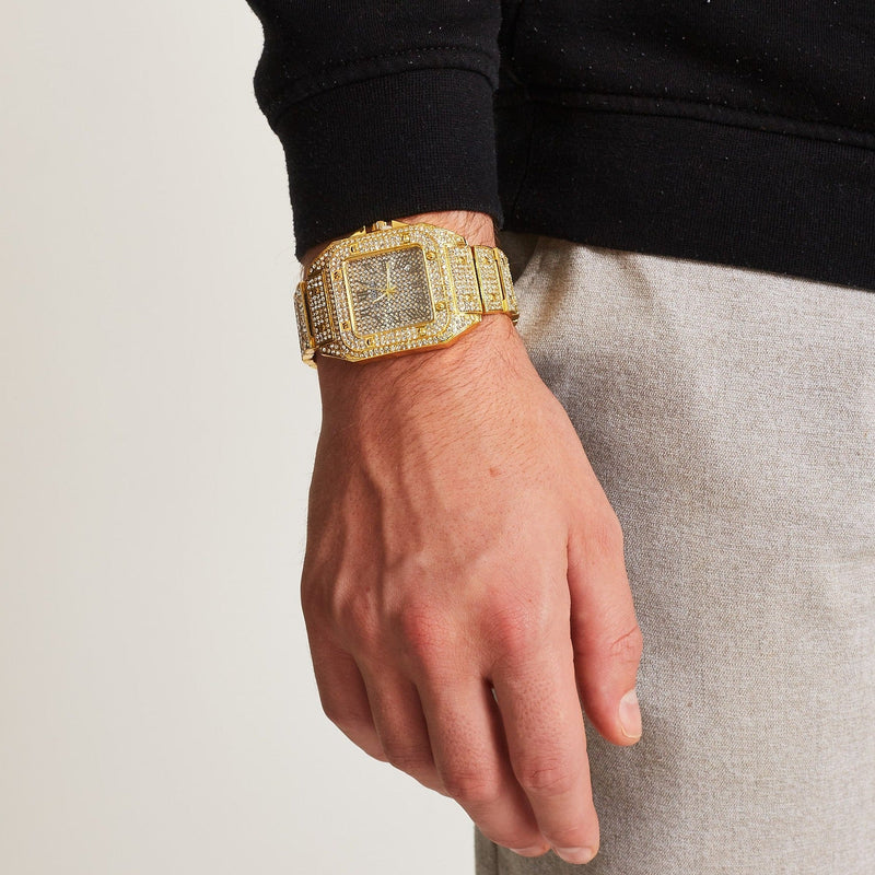 ICED GOLD MONARCH ROMAN SQUARE DIAL