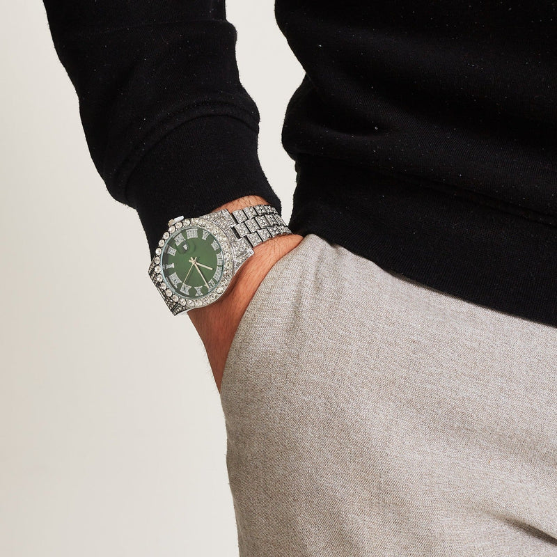 ICED EMERALD FROST ROMAN DIAL [18K WHITE GOLD]