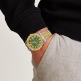 ICED HUNTER GREEN DIAL IN GOLD & WHITE SILVER
