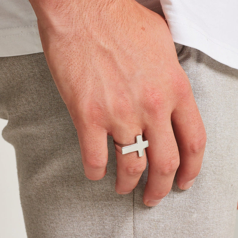 CROSS RING [18K WHITE GOLD]