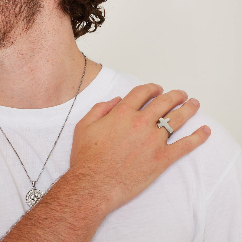 CROSS RING [18K WHITE GOLD]