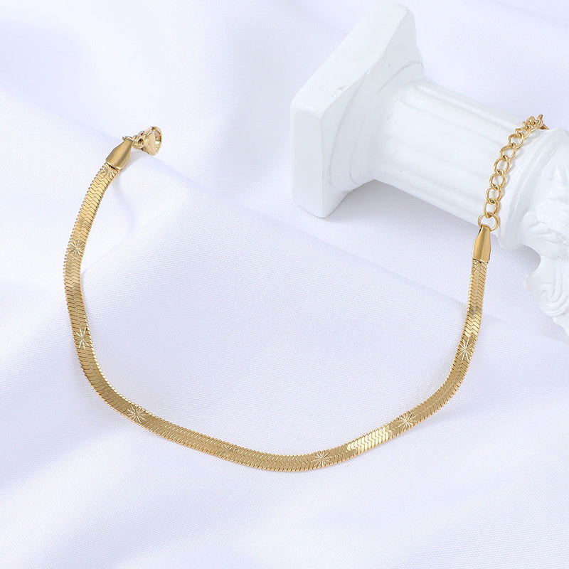 WOMENS HERRINGBONE BRACELET [18K GOLD] 3MM