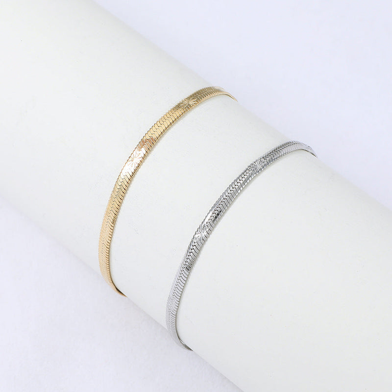 WOMENS HERRINGBONE BRACELET [18K GOLD] 3MM