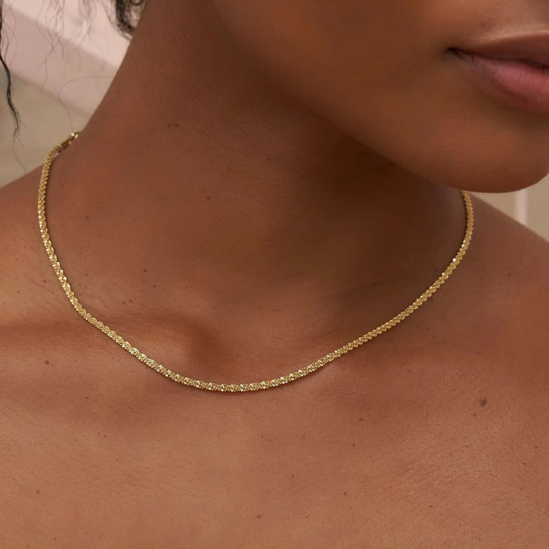 WOMENS POPCORN NECKLACE [18K GOLD]