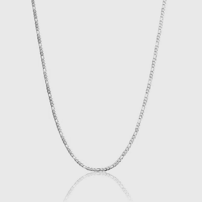 WOMENS FIGARO CHAIN 3MM [18K WHITE GOLD]