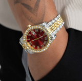 CRIMSON DIAL IN GOLD & WHITE SILVER