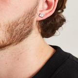SQUARE CUT STUD EARRINGS [18K WHITE GOLD]