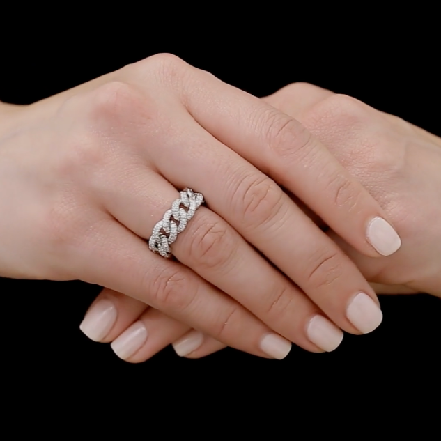 WOMEN'S MIAMI ICED CUBAN RING [18K WHITE GOLD]