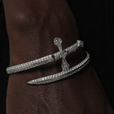 ICED NON LINK CROSS BRACELET [18K WHITE GOLD]