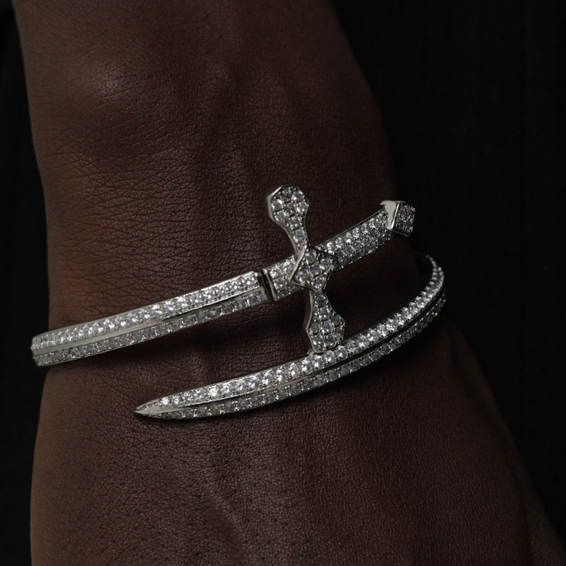 ICED NON LINK CROSS BRACELET [18K WHITE GOLD]