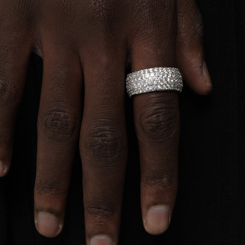 ICED 5 ROW BAND RING [18K WHITE GOLD]