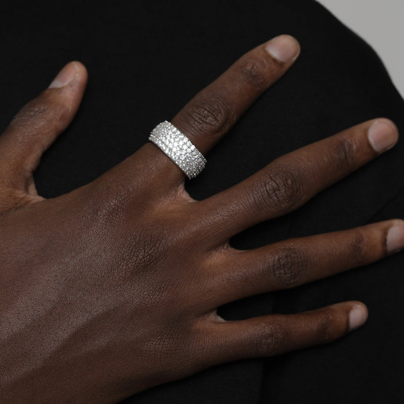 ICED 5 ROW BAND RING [18K WHITE GOLD]
