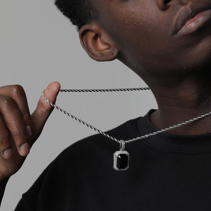 ONYX AND SILVER GEM PENDANT