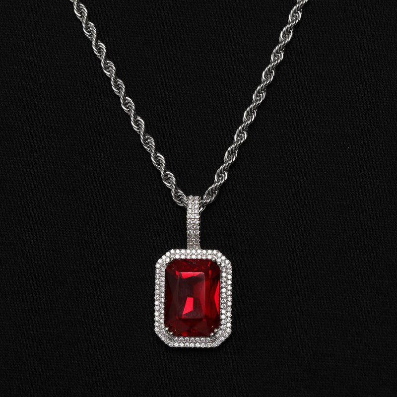 RUBY AND SILVER GEM PENDANT