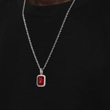 RUBY AND SILVER GEM PENDANT
