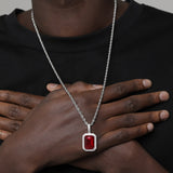 RUBY AND SILVER GEM PENDANT