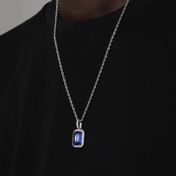 SAPHIRE AND SILVER GEM PENDANT