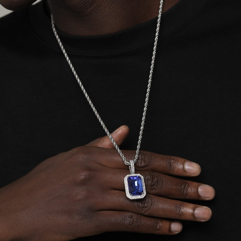 SAPHIRE AND SILVER GEM PENDANT