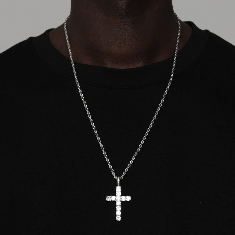DIAMOND CROSS PENDANT [18K WHITE GOLD]
