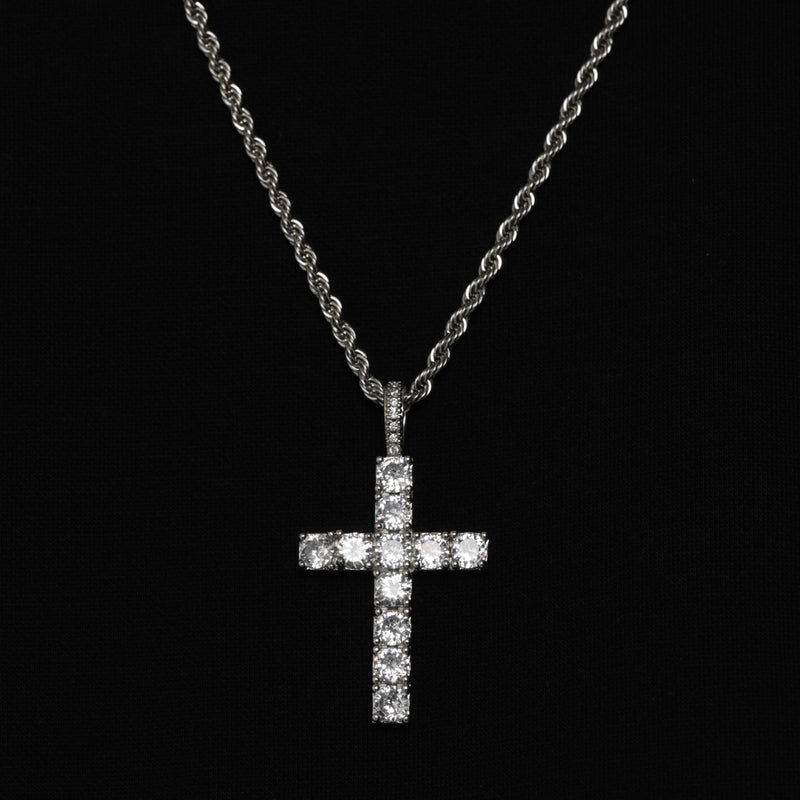 DIAMOND CROSS PENDANT [18K WHITE GOLD]