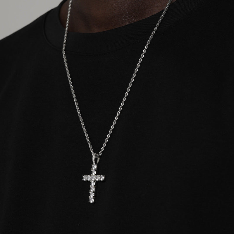 DIAMOND CROSS PENDANT [18K WHITE GOLD]