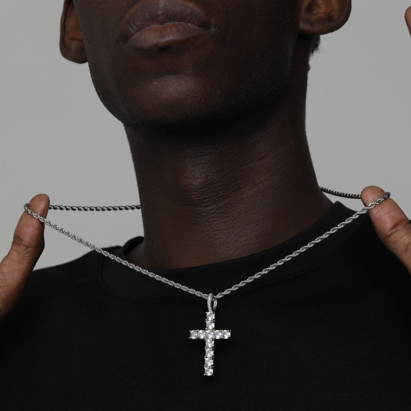 DIAMOND CROSS PENDANT [18K WHITE GOLD]