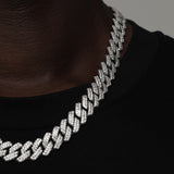 ICED DIAMOND PRONG CUBAN CHAIN [18K WHITE GOLD] 14MM