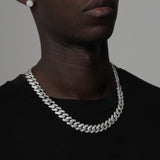 ICED DIAMOND PRONG CUBAN CHAIN [18K WHITE GOLD] 14MM