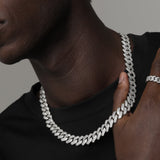 ICED DIAMOND PRONG CUBAN CHAIN [18K WHITE GOLD] 14MM