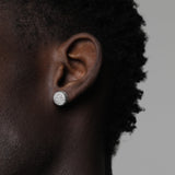 ICED ROUNDED EARRINGS [18K WHITE GOLD]