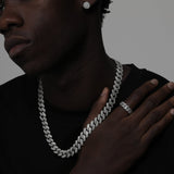 ICED ROUNDED EARRINGS [18K WHITE GOLD]