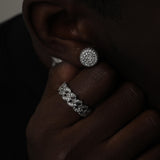 ICED ROUNDED EARRINGS [18K WHITE GOLD]