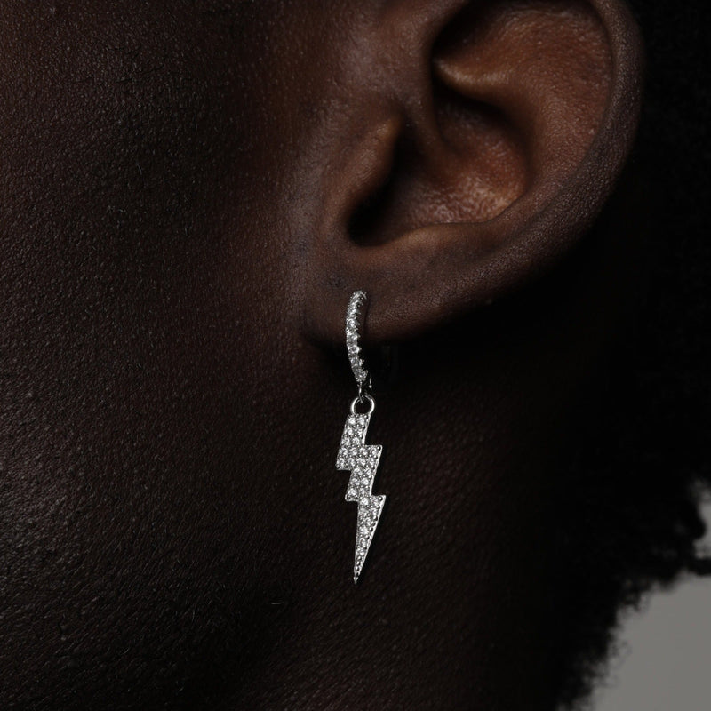 ICED TRIPLE BOLT EARRINGS [18K WHITE GOLD]