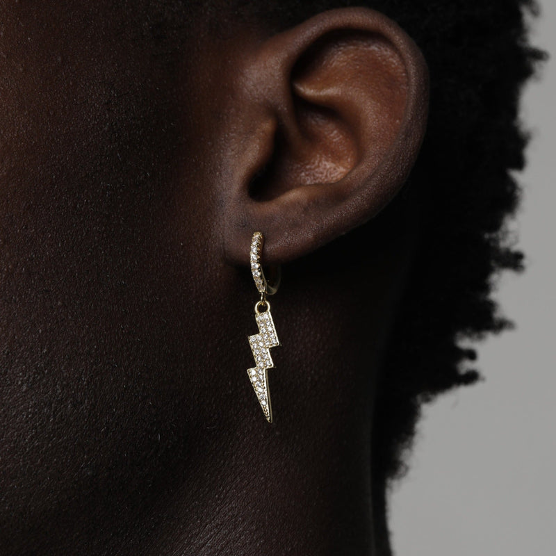 ICED TRIPLE BOLT EARRINGS [18K GOLD]