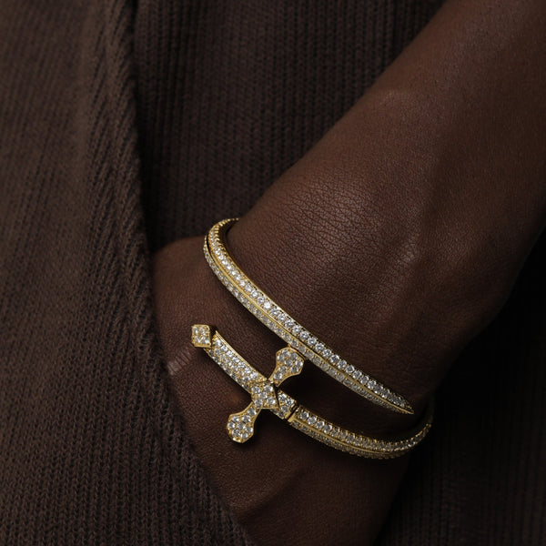 ICED NON LINK CROSS BRACELET [18K GOLD]