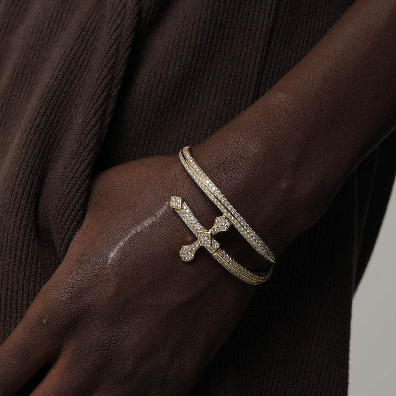ICED NON LINK CROSS BRACELET [18K GOLD]