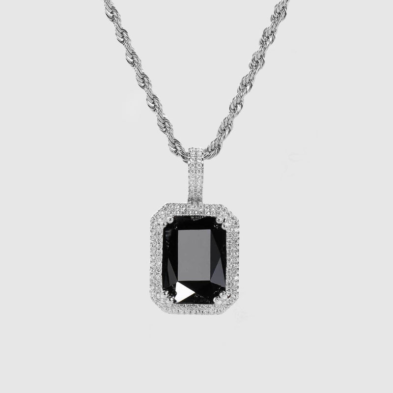 ONYX AND SILVER GEM PENDANT