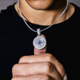 ICED DIAMOND COMPASS PENDANT [18K WHITE GOLD]