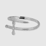 ICED NON LINK CROSS BRACELET [18K WHITE GOLD]