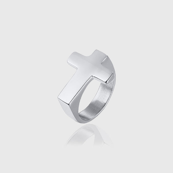 CROSS RING [18K WHITE GOLD]
