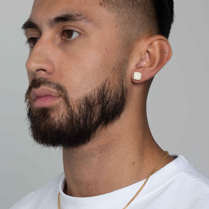 SQUARE STUD EARRINGS [18K GOLD]