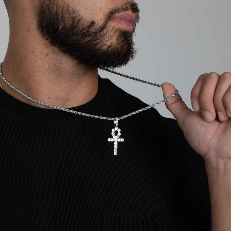 ICED ANKH PENDANT [18K WHITE GOLD]