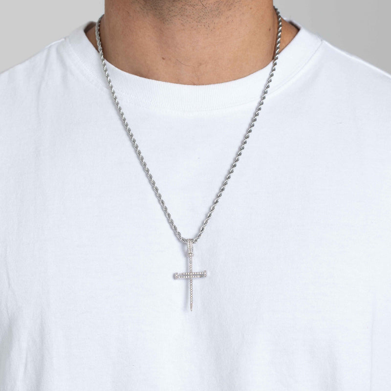ICED NAIL CROSS PENDANT [18K WHITE GOLD]