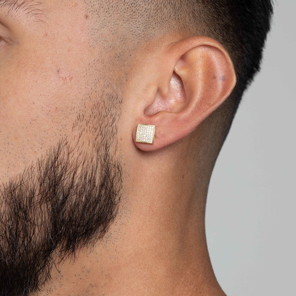 SQUARE STUD EARRINGS [18K GOLD]