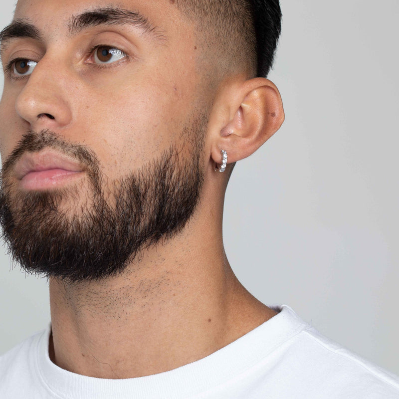 SINGLE ROW HOOP EARRING [18K WHITE GOLD]