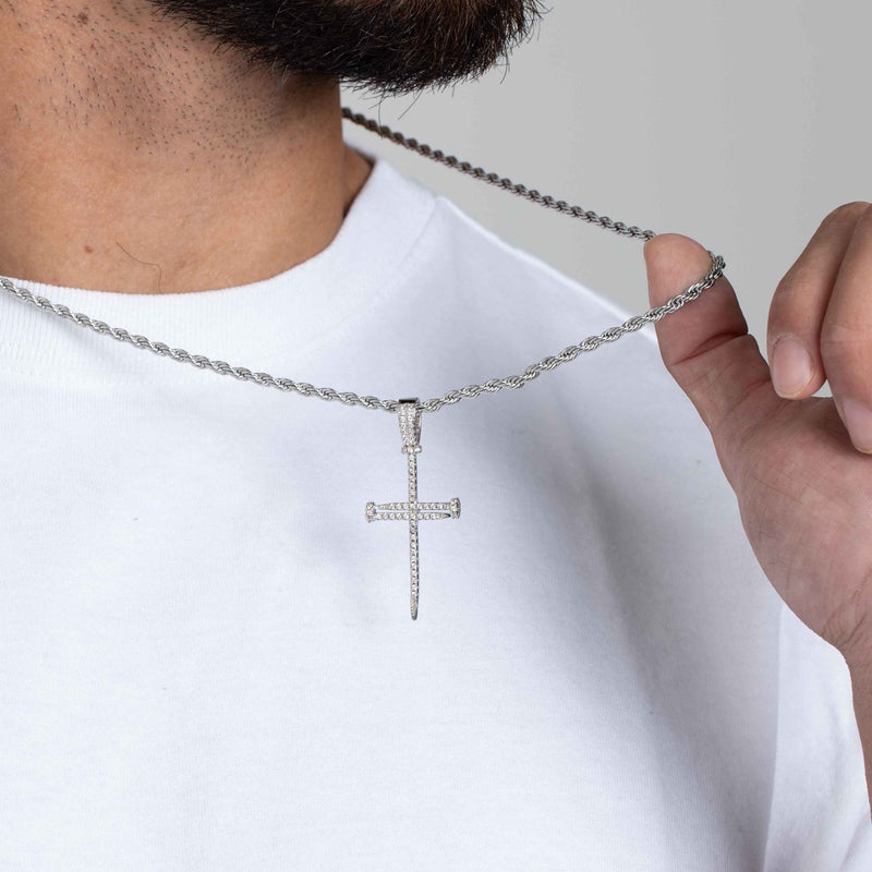 ICED NAIL CROSS PENDANT [18K WHITE GOLD]