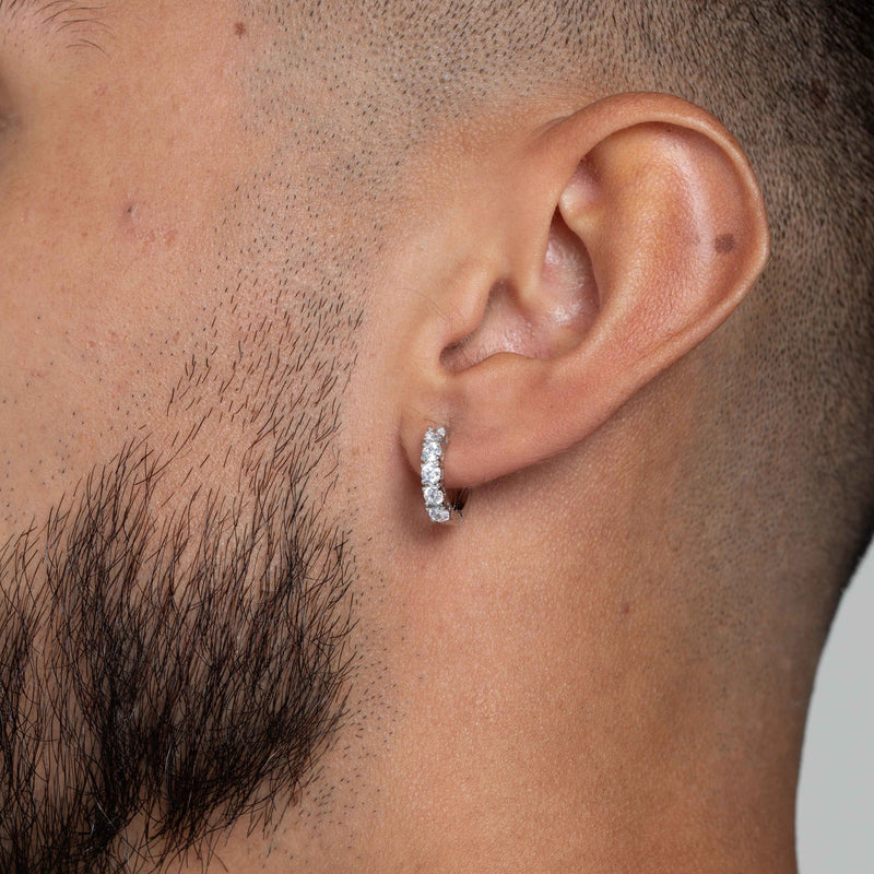 SINGLE ROW HOOP EARRING [18K WHITE GOLD]