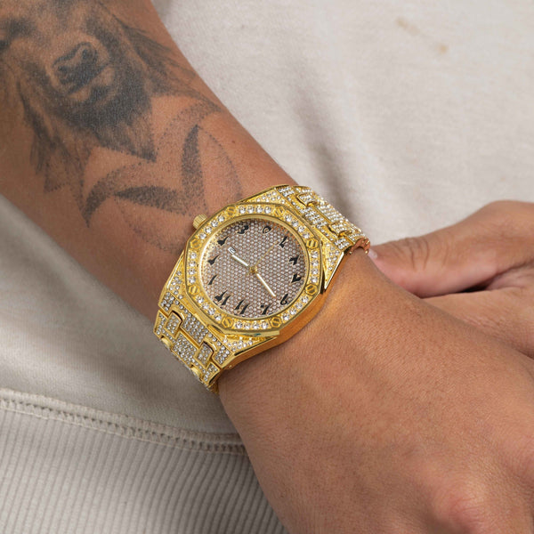 ICED EGYPTIAN DIAL DIAMOND WATCH [18K GOLD]